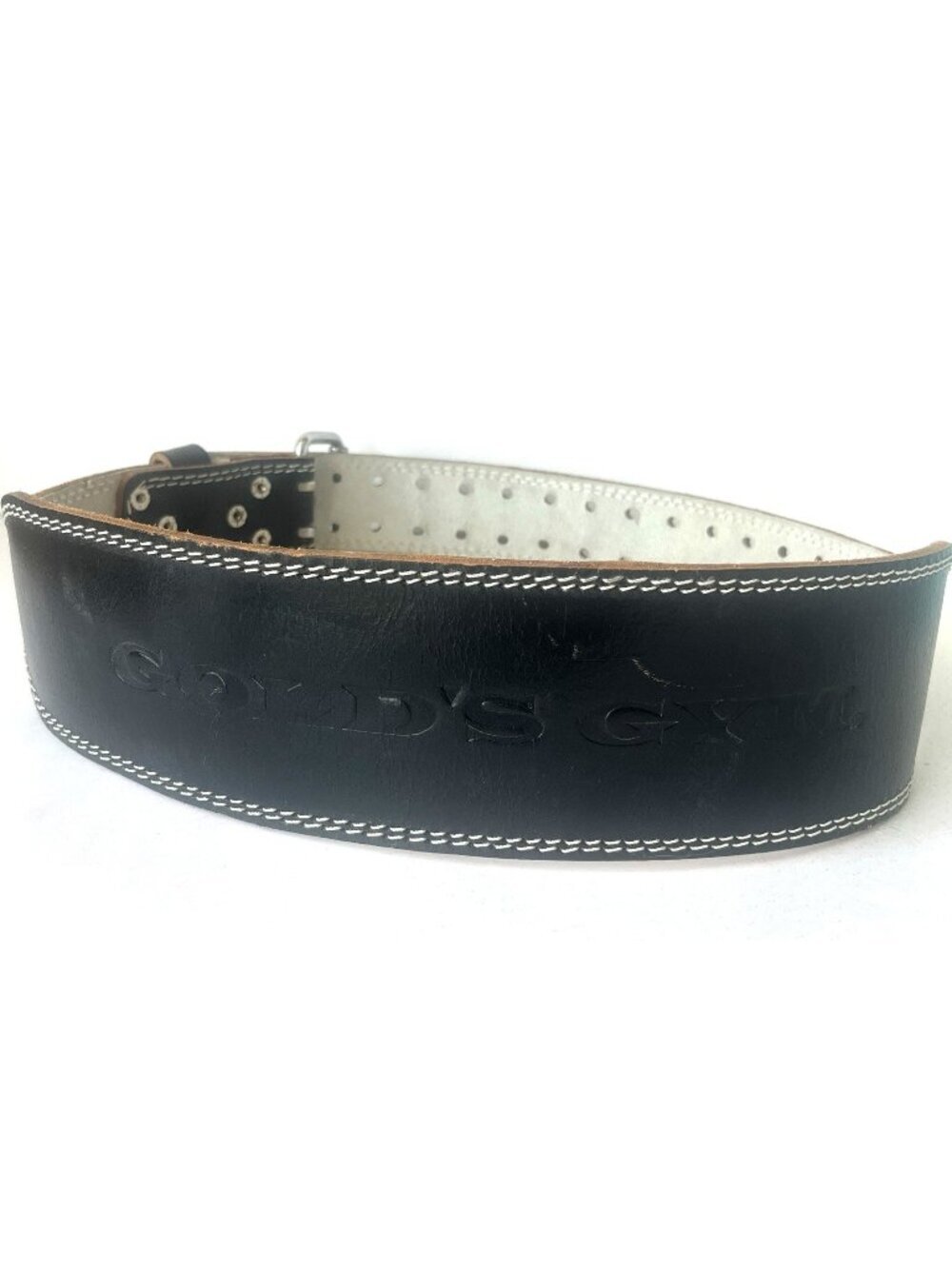 Golds Gym Black Leather Weightlifting Powerlifting Belt L/XL 34-43 Buckle Padded